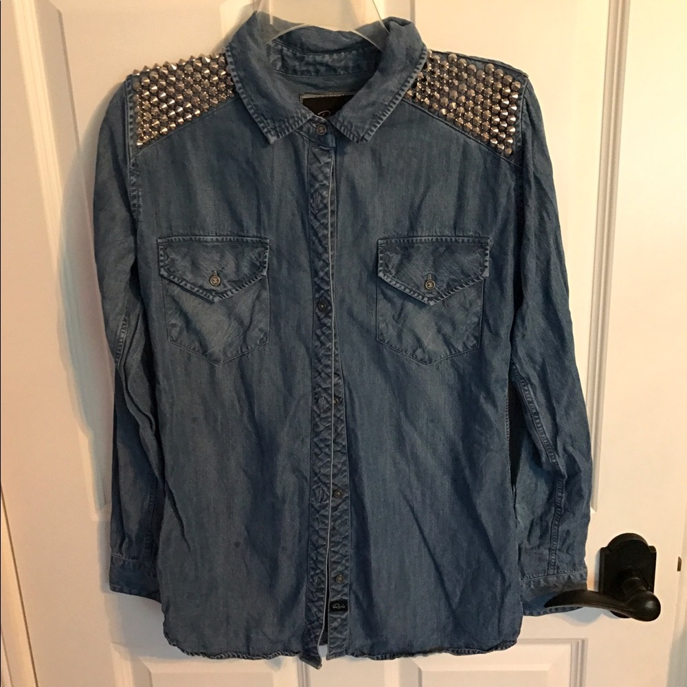 Vintage studded denim chambray