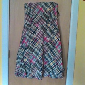 Plaid patchwork straplessdress