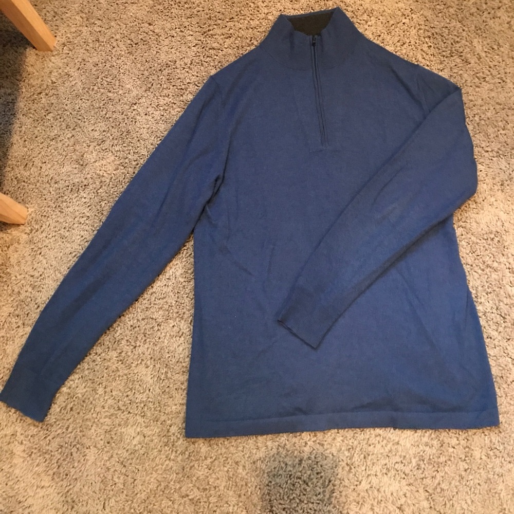 Men's blue quarter zip cashmere sweater
