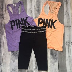 PINK VS tank tops and cropped leggings