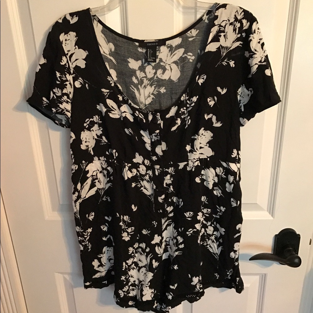 Black and white floral romper