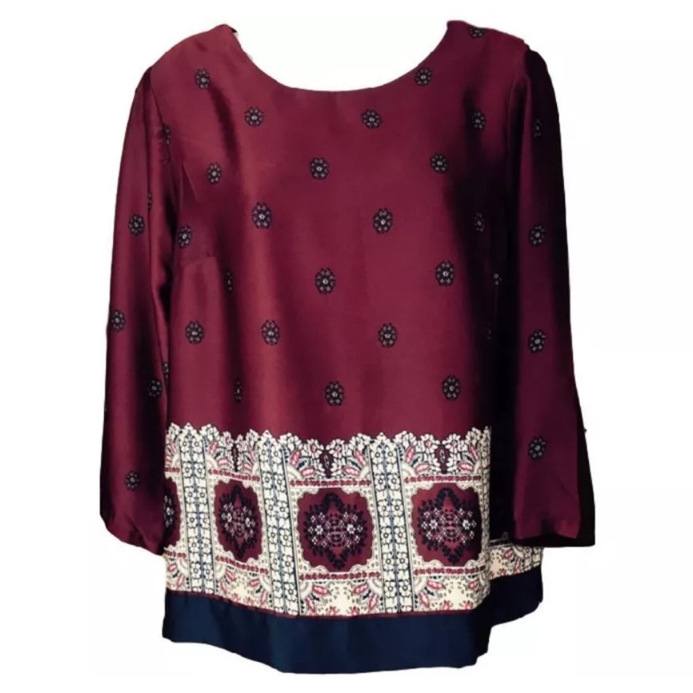 Kenar Small Burgundy Blouse 3/4 Sleeve
