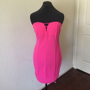 Strapless hot pink dress