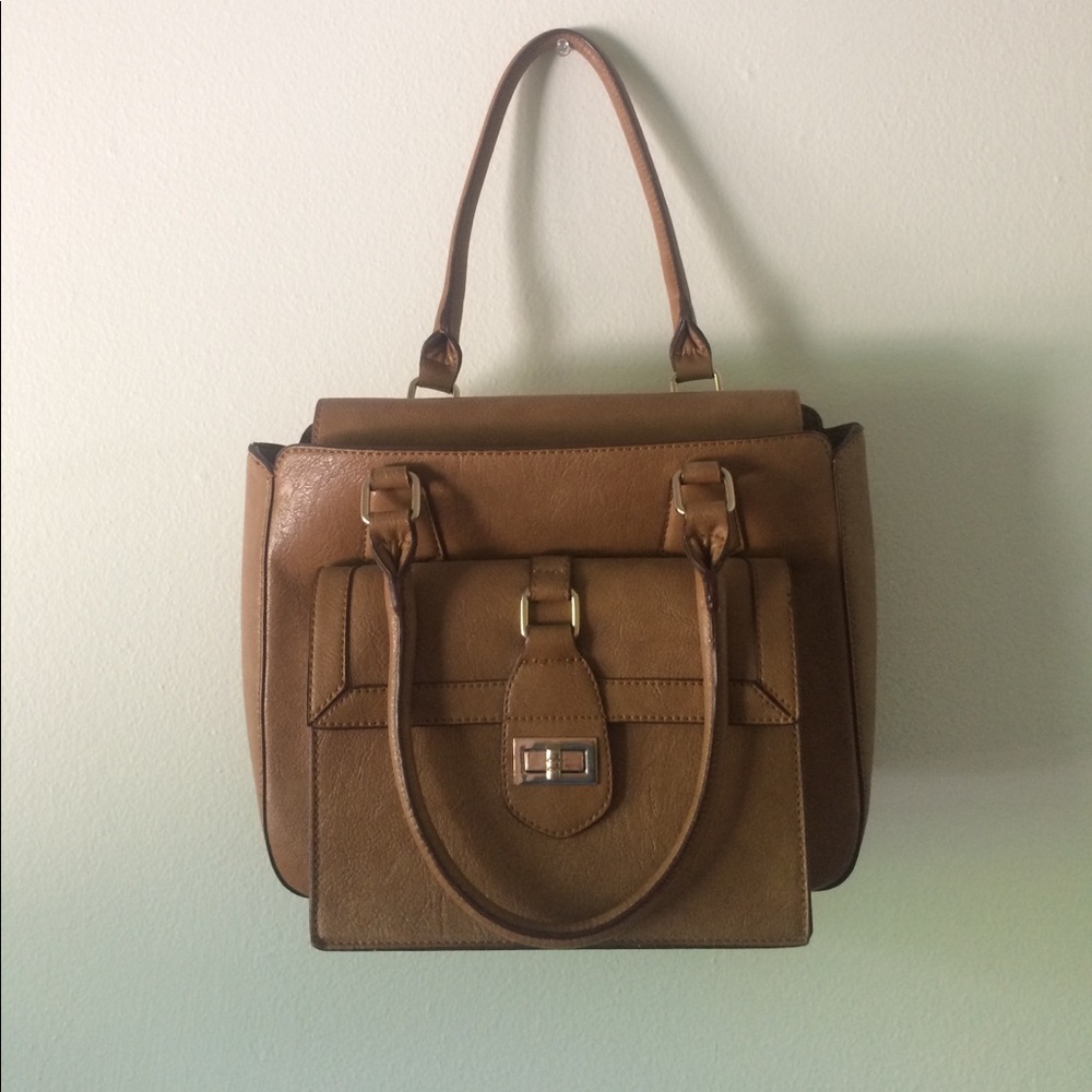 Tan vegan leather Melie Bianco shoulder purse