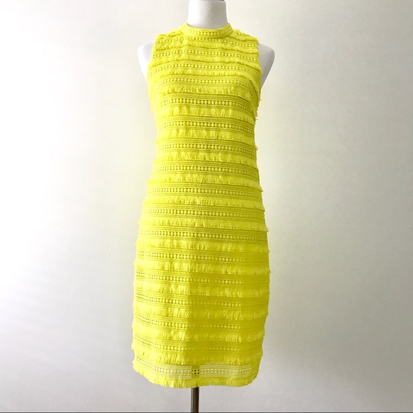J. Crew Dresses & Skirts - NEW! J.Crew Fringy Lace Sheath Dress Citron Tall