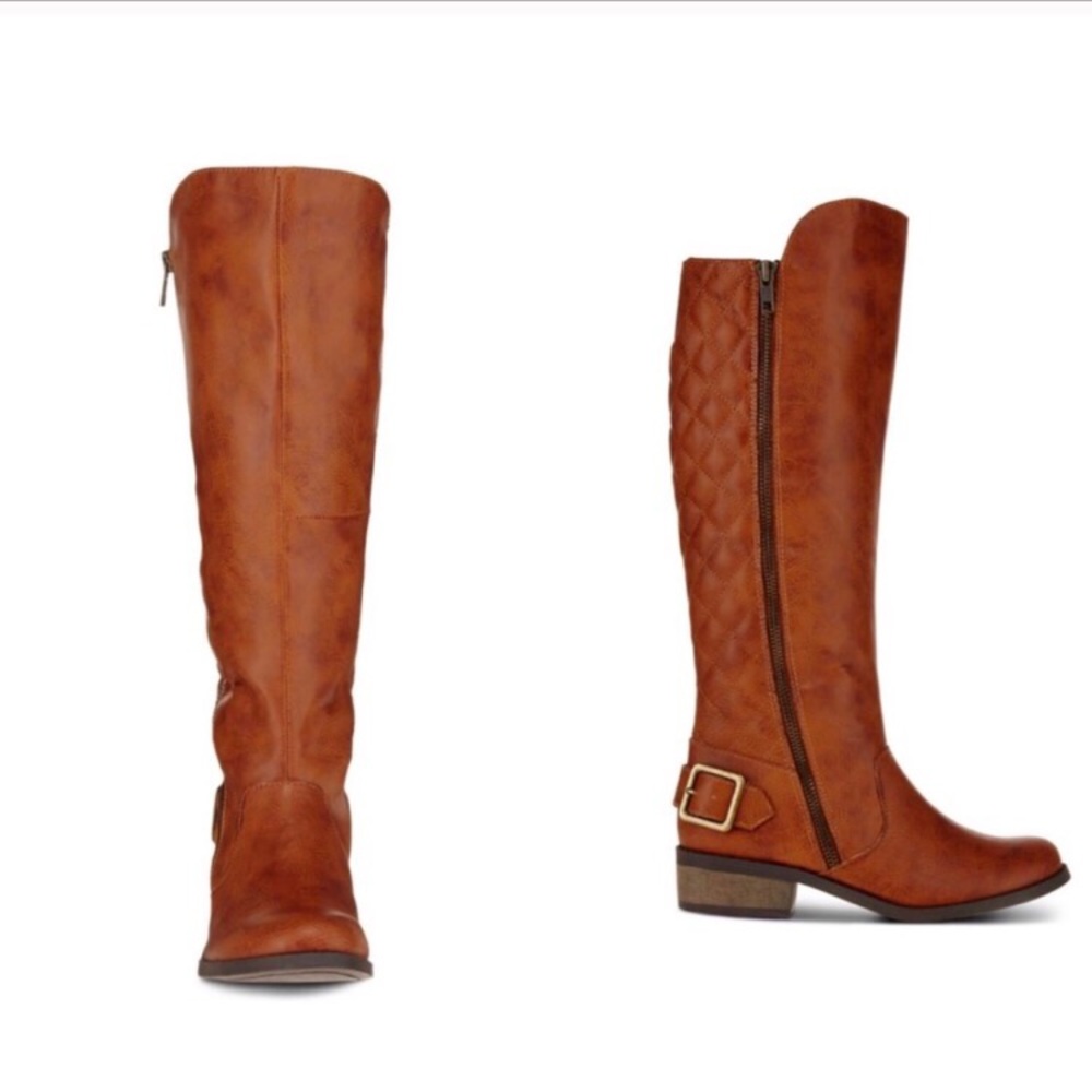 Brown knee height boots