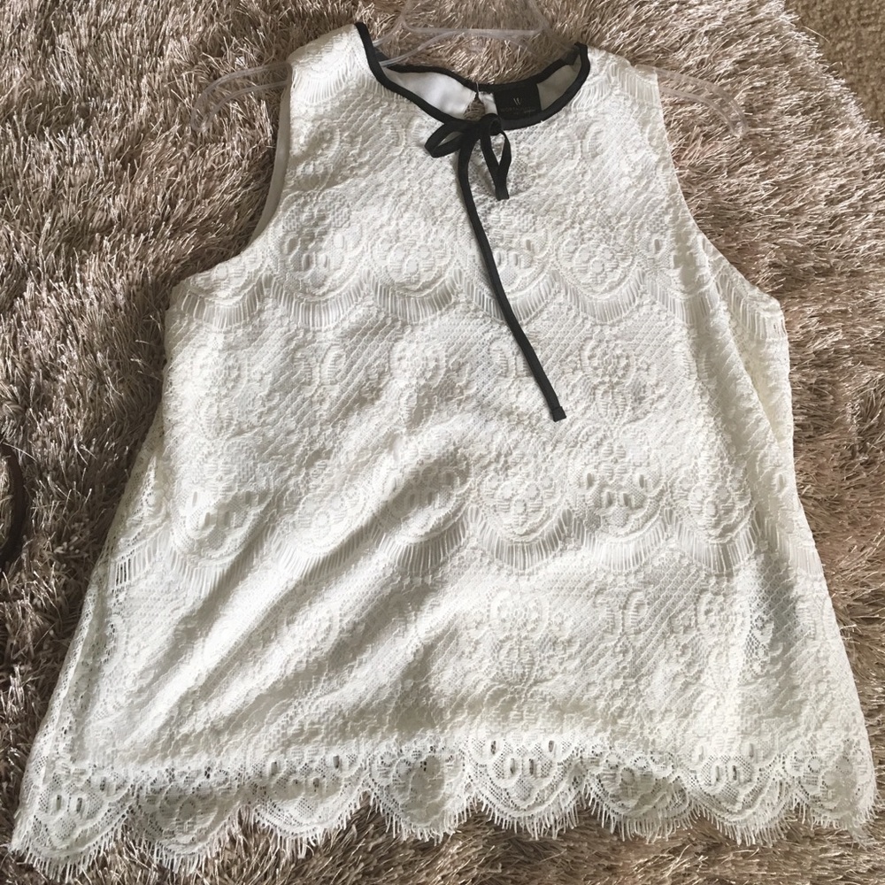 Worthington Petite white lace blouse