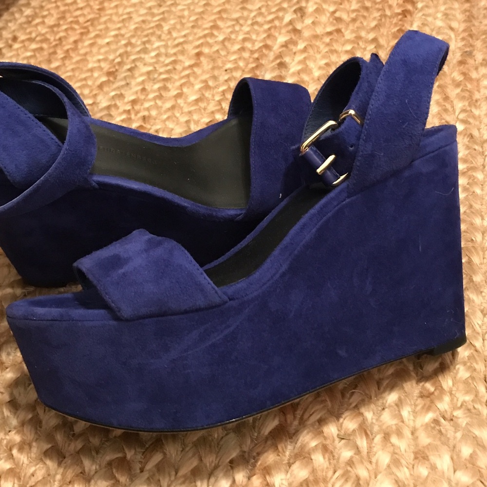 Diane von Furtsenberg blue wedge sandals