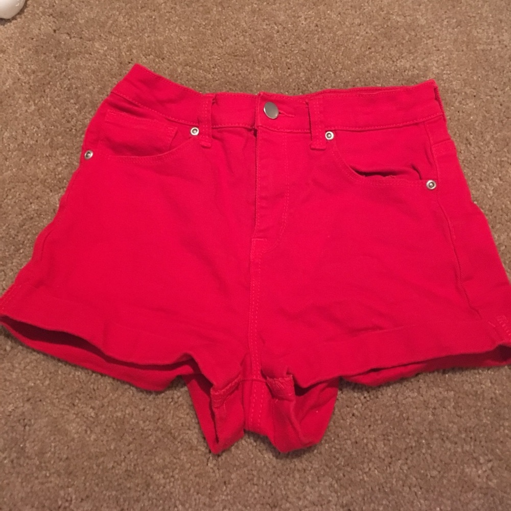 Red High Waisted Shorts