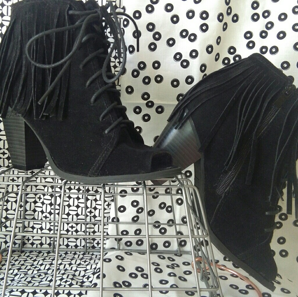 Forever....Black Suede fringe boots