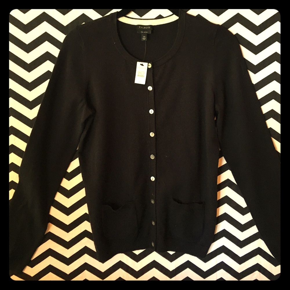 NWOT Talbots black cardigan Pima cotton brand new