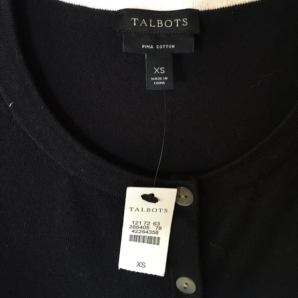 NWOT Talbots black cardigan Pima cotton brand new - Picture 2 of 4