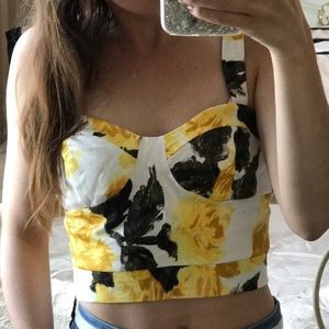 Yellow print crop top