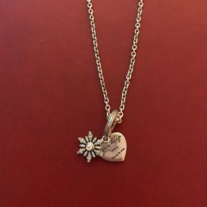 Snowflake heart pandora charm and chain necklace