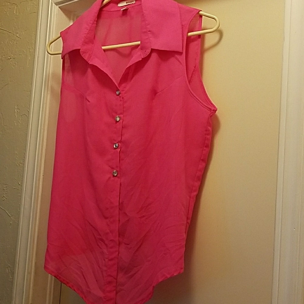 Neon pink blouse