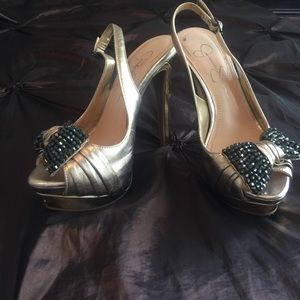 Jessica Simpson Gold Heels