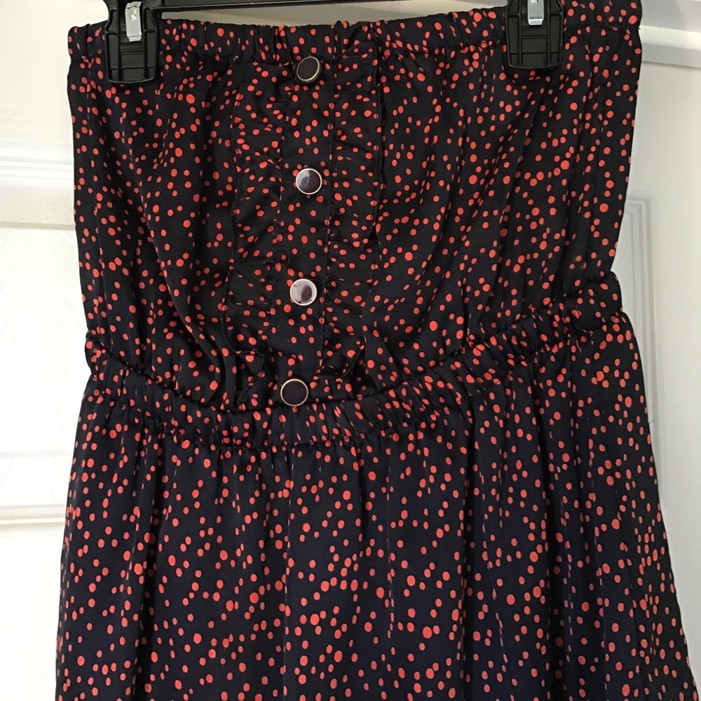 Lush brand orange and blue strapless dress
