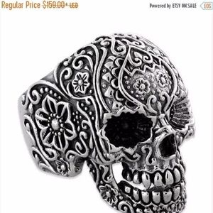 Goth Biker Sterling Silver Skull Ring