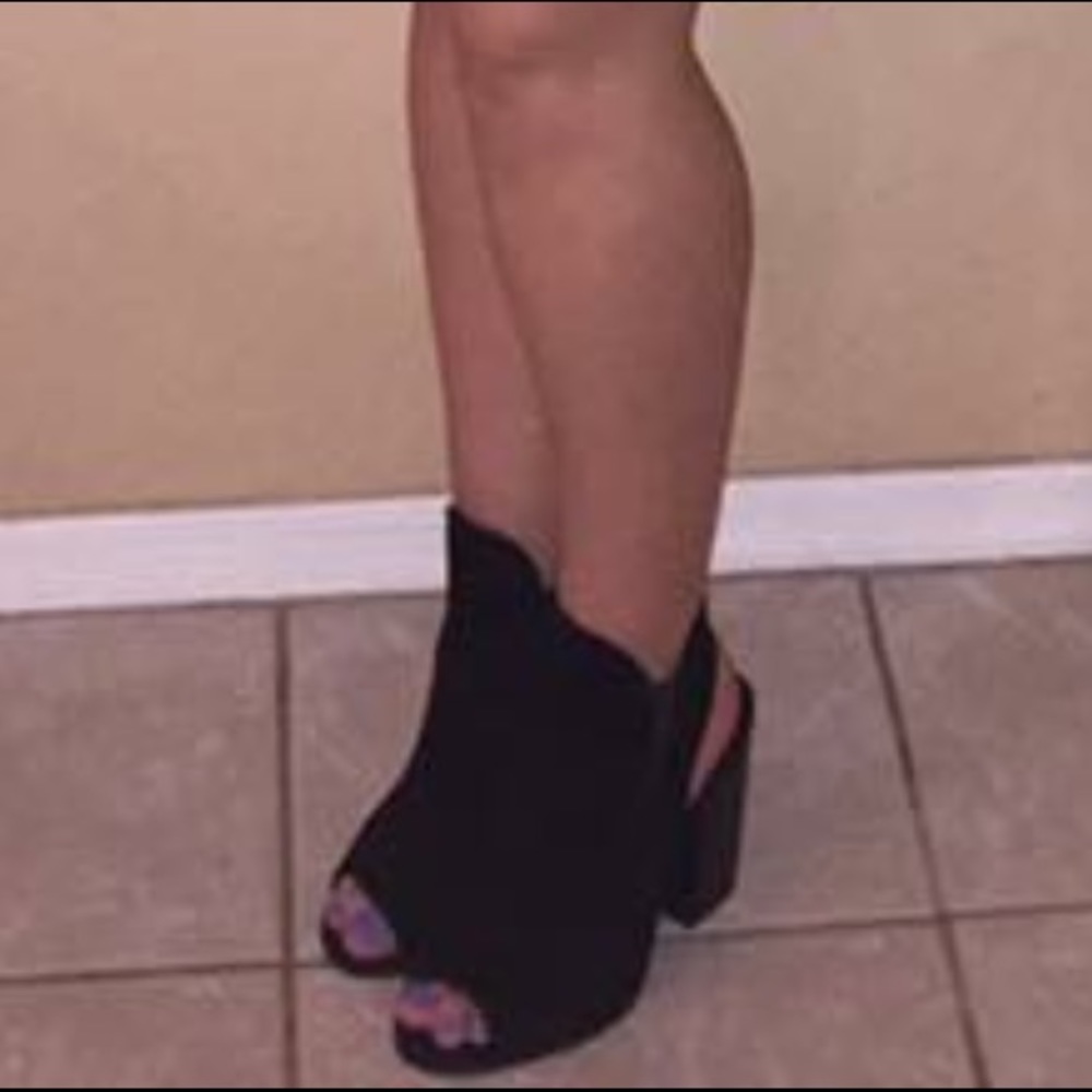 Black, suede, Charlotte Russe, peep toe heels