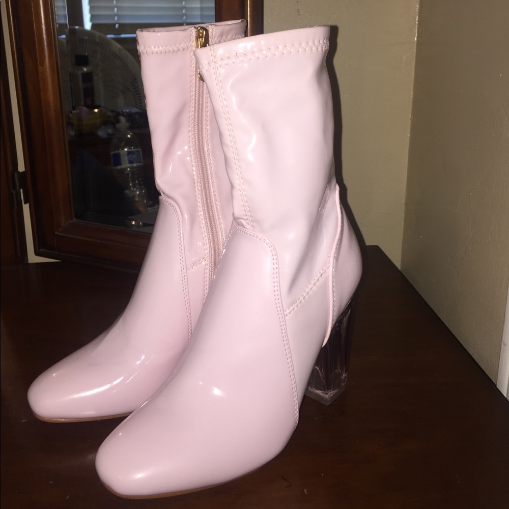 Pink Mid Calf Booties