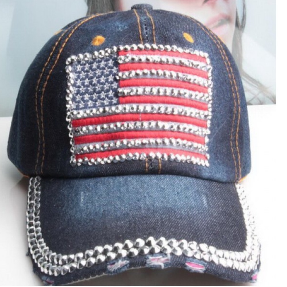 4th of July rhinestone baseball cap