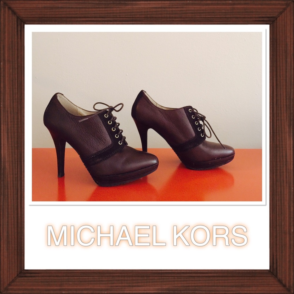 Michael Kors Leather & Suede Lace up Oxford heels
