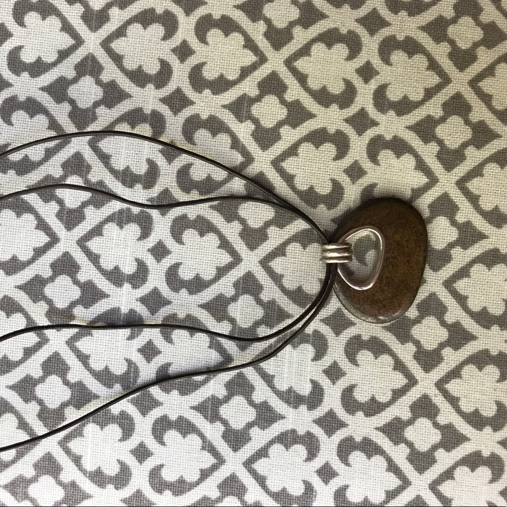 Silpada leather cord necklace brown howlite stone