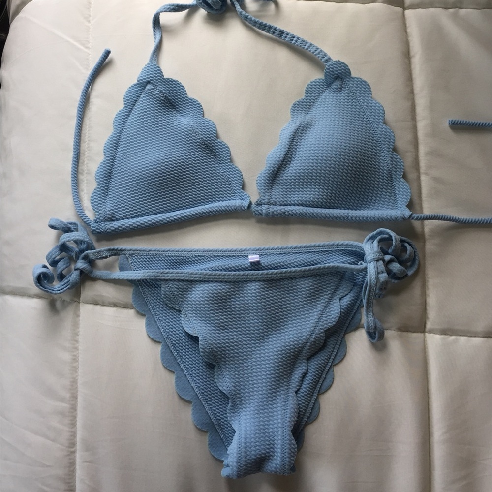 Two piece scalloped string bikini