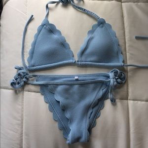 Two piece scalloped string bikini