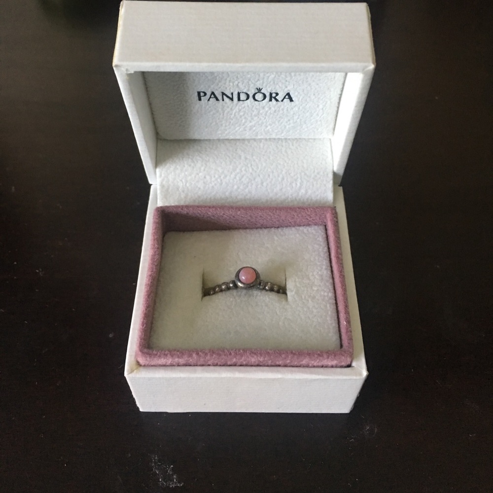 Sterling silver Pandora ring with pink stone