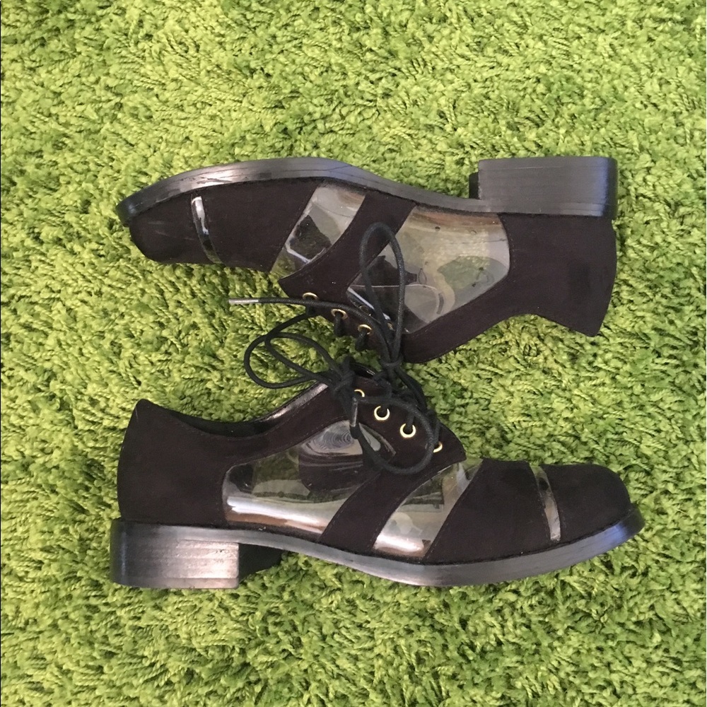 NASTY Gal clear panel lace- up oxfords size 5.5
