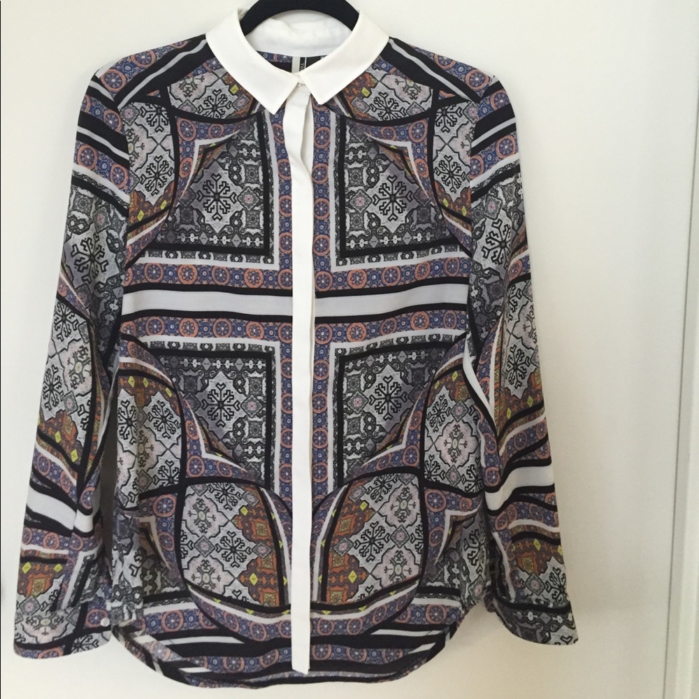 Topshop printed handkerchief/patchwork shirt