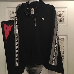 Quarter zip PINK campus sweater