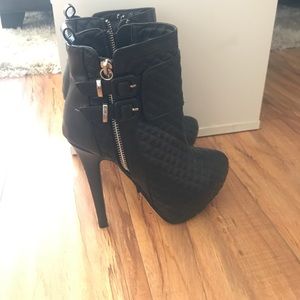 Black quilted booties