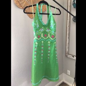 BCBG Max Azria Embroidered Halter Dress