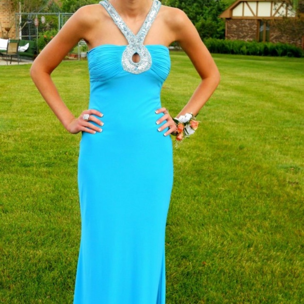 Formal blue dress with silver sequins!