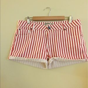 Red & white striped jean shorts. Size 10