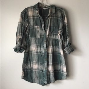 Green and white flannel