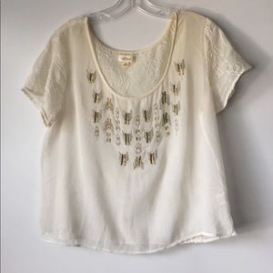 Cream crop top with beading