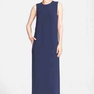 Theory Frashil Crepe Maxi Dress in Navy
