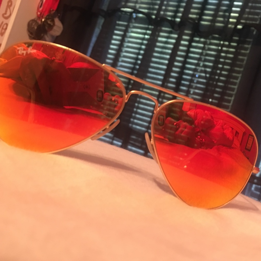 Red/orange ray ban sunglasses