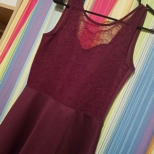 Maroon Purple Open Back Dress
