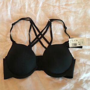 NWT black strappy push up bra 36C