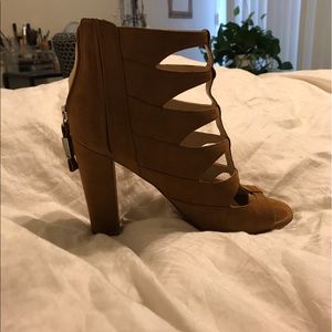 Marc Fisher Tan Suede Caged Summer Heel Sandals