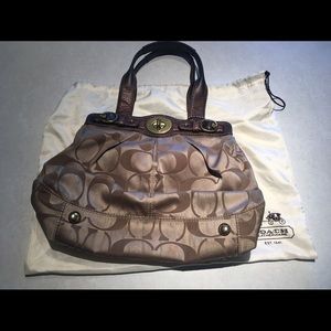 Coach 13906 Khaki Signature Sateen Garnet Handbag