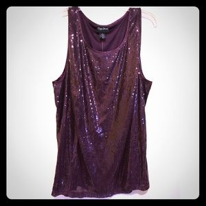 purple sequin top plus size