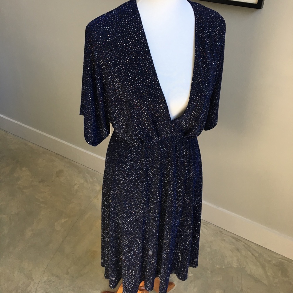 ASOS Midi Flutter Sleeve Glitter Dress