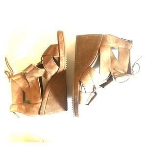 Eileen Fisher Lace Up Brown Wedge