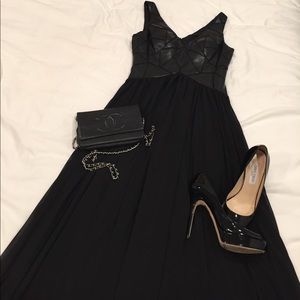 NWT Aidan Mattox dress with leather detail.