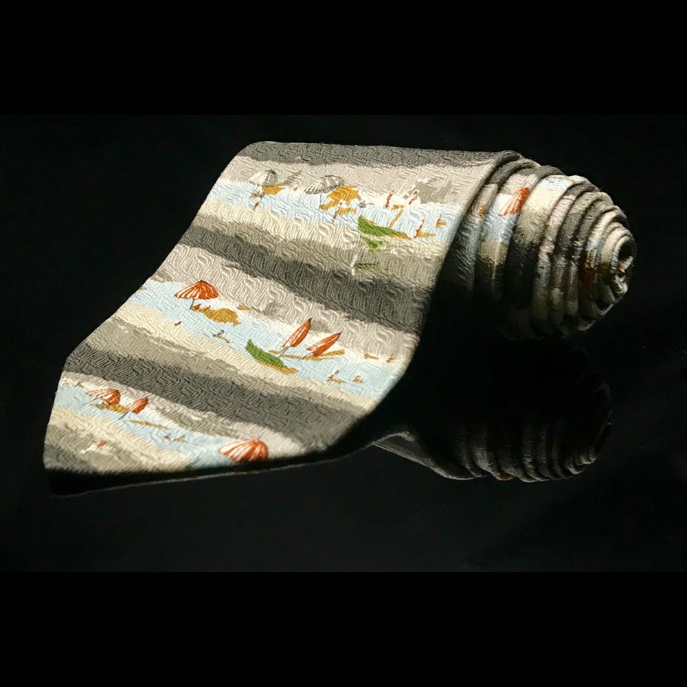 Beach Scene STRUCTURE Tie 100% Silk Made In USA